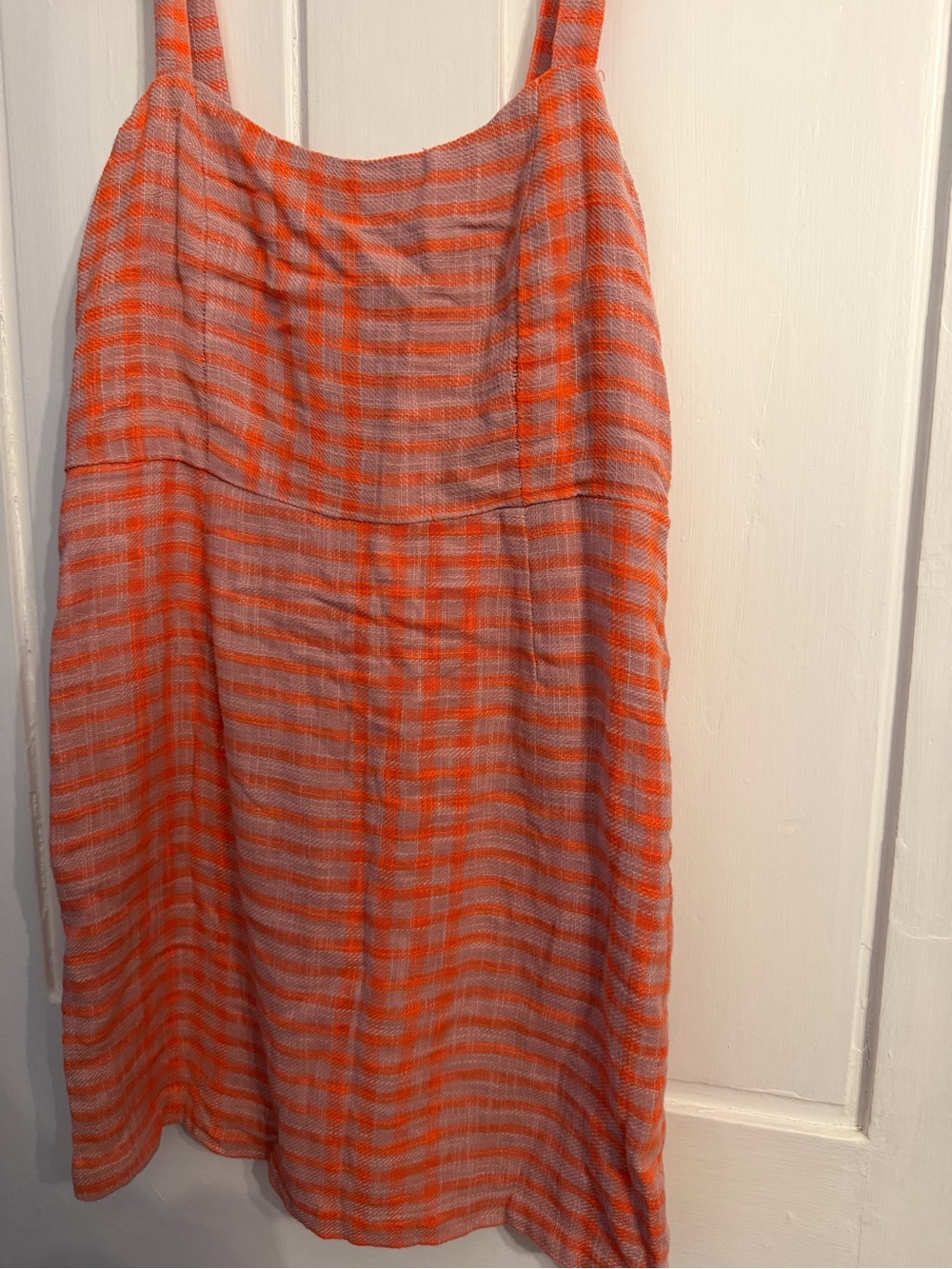 Free People Pink & Orange Plaid Mini Dress - Square Neck - Picture 4 of 8